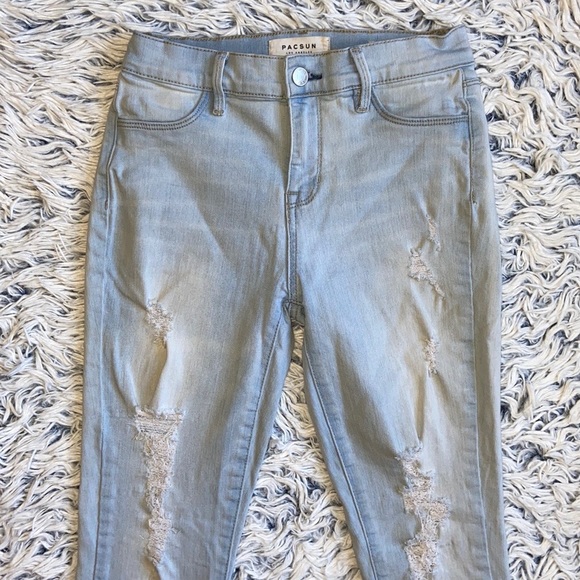 PacSun Super Stretch Distressed Blue Ankle Jegging Size 25 - Picture 3 of 10